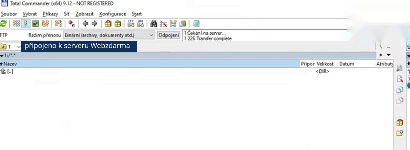 Total Commander po připojení k serveru FTP